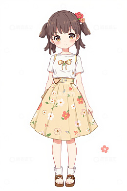 卡通少女半身插画