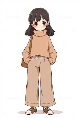 站立的卡通女孩形象