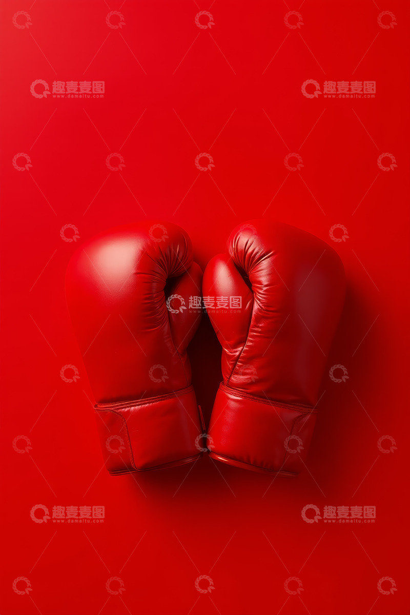 高清大图下载【趣麦麦图】红色背景上的拳击手套