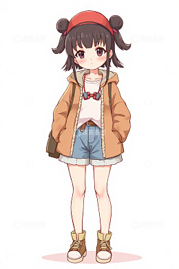 卡通风格少女站立形象