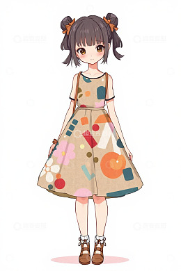 双马尾少女卡通形象
