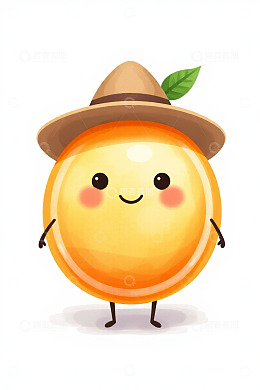 戴帽子的卡通水果形象