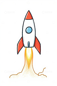 手绘火箭发射插画