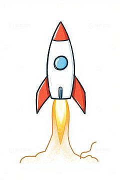 手绘火箭发射插画