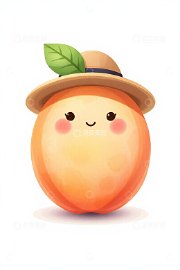 戴帽子的卡通桃子形象