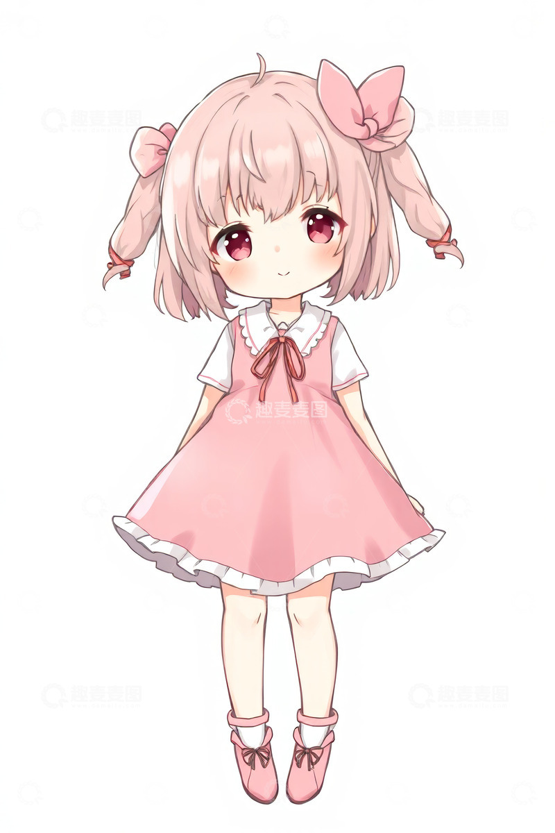 高清大图下载【趣麦麦图】粉色系双马尾动漫女孩