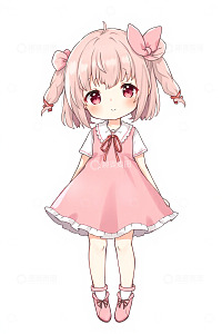 粉色系双马尾动漫女孩
