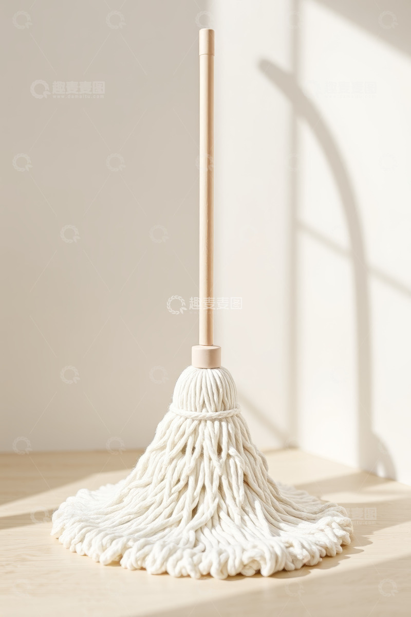 高清大图下载【趣麦麦图】室内角落处的白色拖把