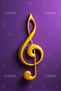 紫色背景上的黄色高音谱号