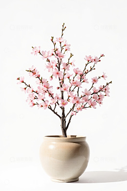 花瓶中绽放的粉色花卉