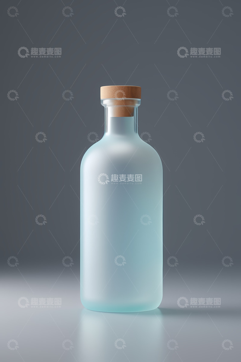 高清大图下载【趣麦麦图】磨砂玻璃瓶带软木塞特写
