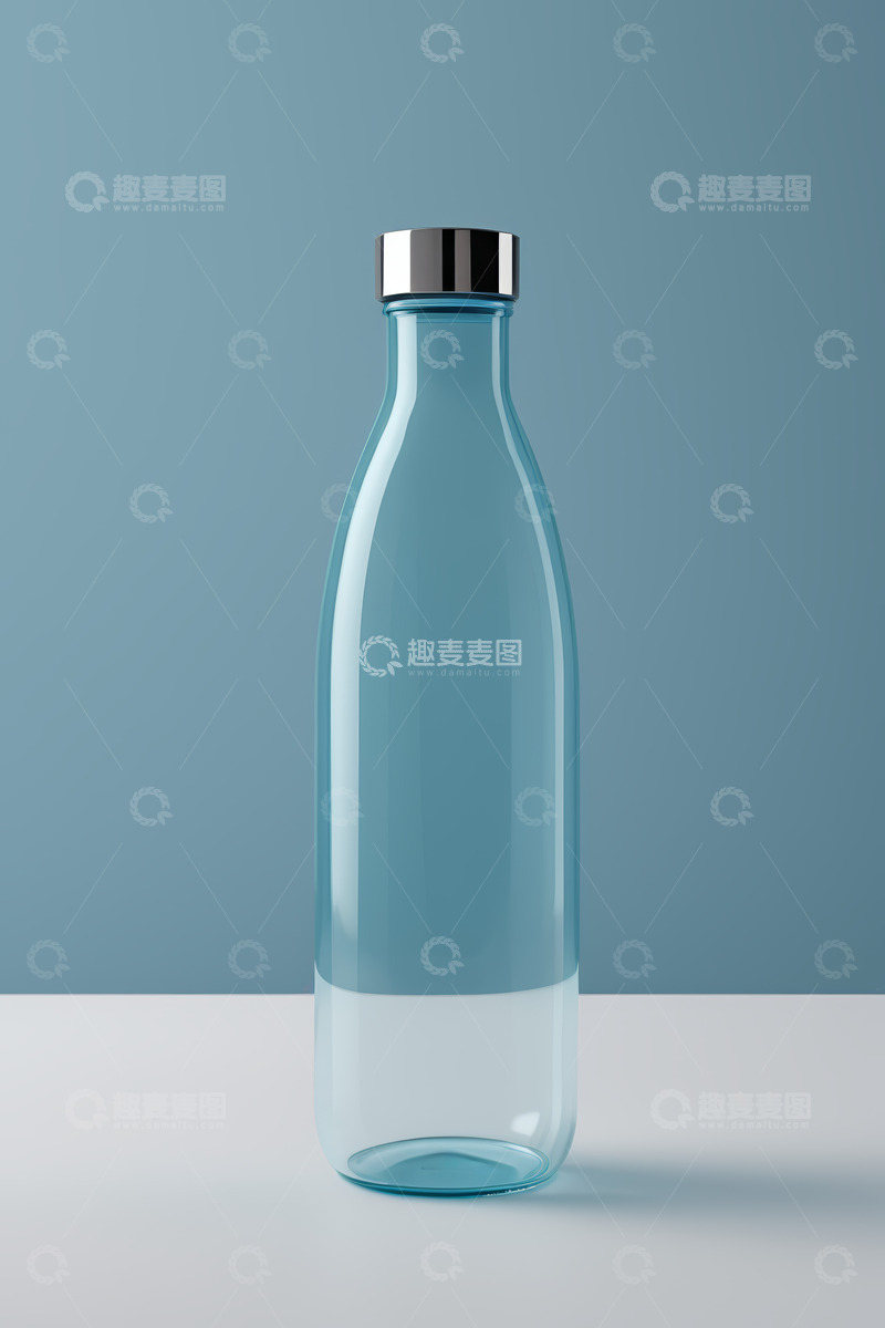 高清大图下载【趣麦麦图】蓝色玻璃水瓶静物特写
