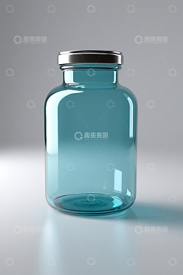 蓝色玻璃罐特写