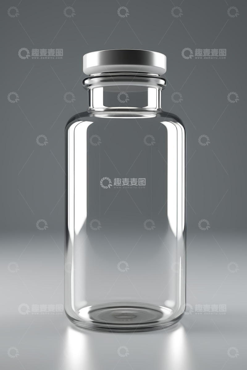 高清大图下载【趣麦麦图】透明玻璃瓶子带银色瓶盖