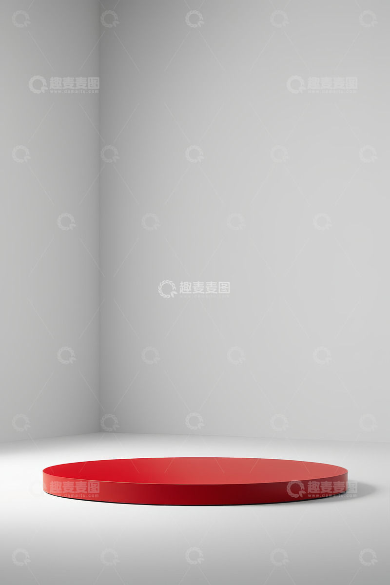 高清大图下载【趣麦麦图】白色背景中的红色圆形展示台