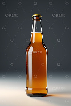 棕色玻璃啤酒瓶特写