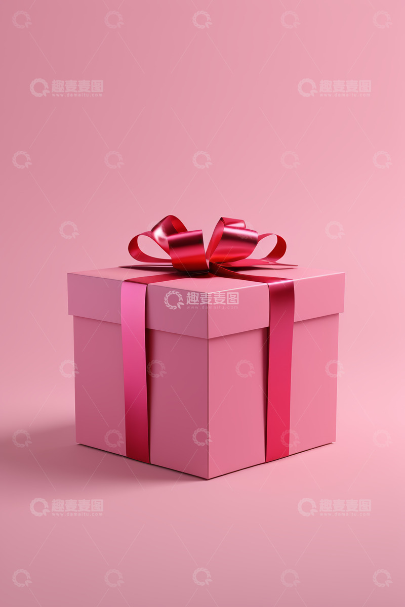 高清大图下载【趣麦麦图】粉色礼物盒带红色蝴蝶结