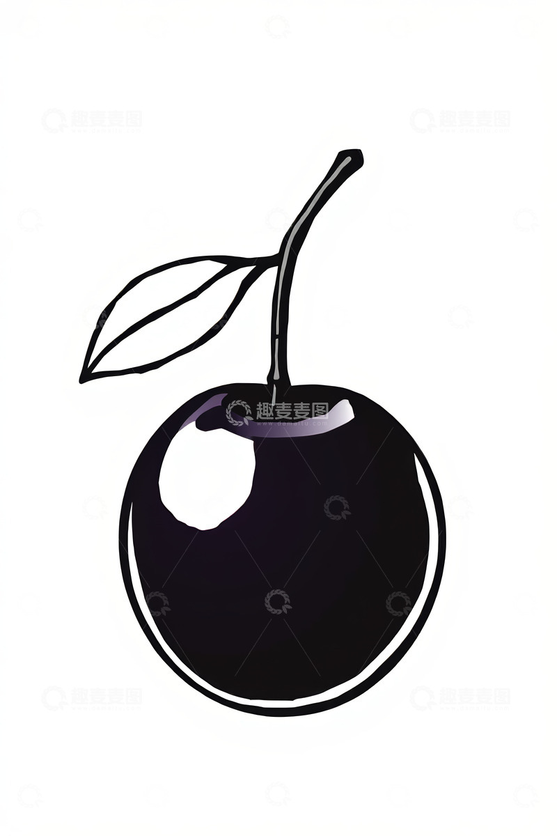 高清大图下载【趣麦麦图】手绘黑色樱桃插画素材