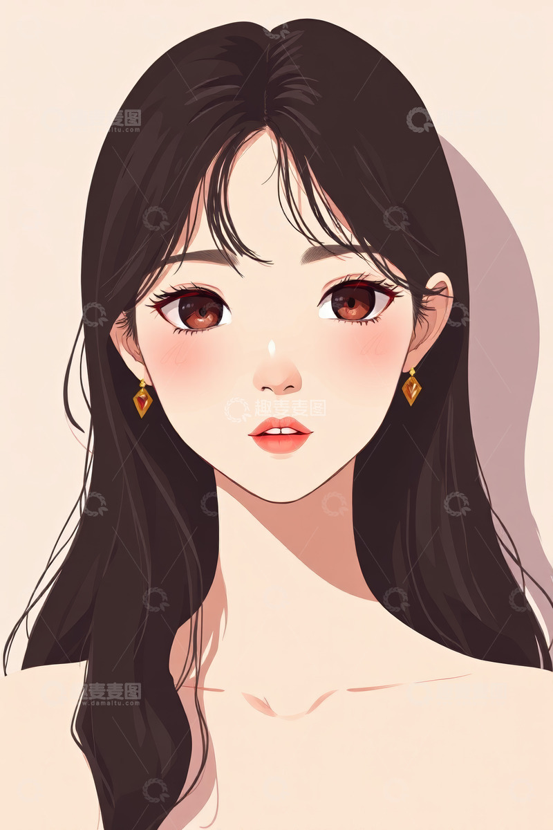 高清大图下载【趣麦麦图】长发女性动漫风格人物肖像