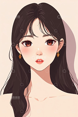 长发女性动漫风格人物肖像