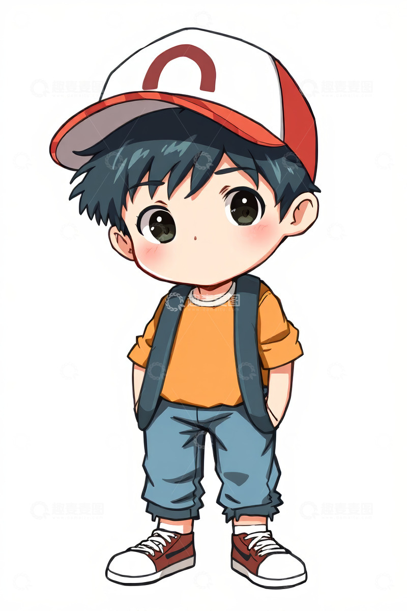 高清大图下载【趣麦麦图】戴帽卡通男孩站立形象