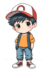 戴帽卡通男孩站立形象