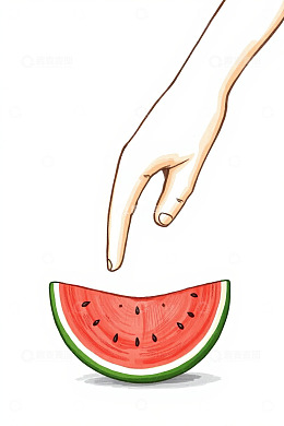 手伸向西瓜切片画面