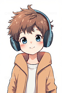 戴耳机的卡通男孩形象