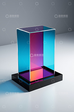 现代彩色透明立方体展示物