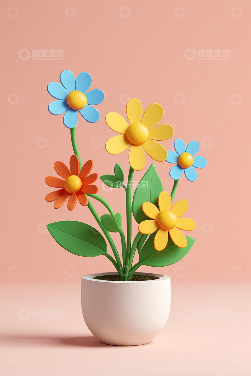 高清大图下载【趣麦麦图】彩色花朵盆栽静物素材