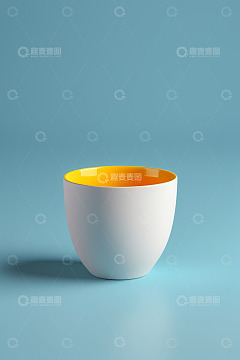 蓝背景白色带黄内杯静物素材
