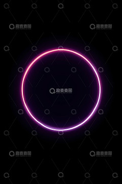 黑色背景上的霓虹发光圆环
