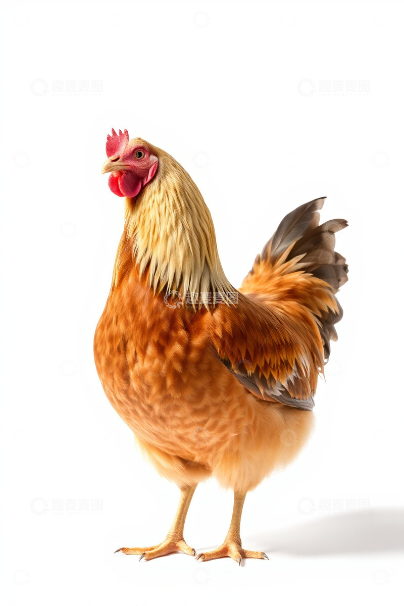 高清大图下载【趣麦麦图】白色背景下的公鸡特写