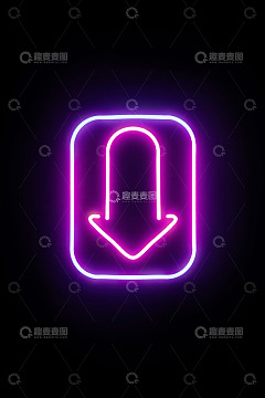 紫色霓虹灯下载箭头标识