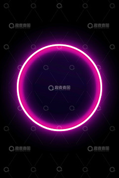 黑色背景上的粉色霓虹光圈