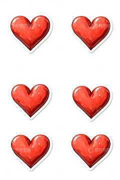 红色爱心贴纸图案