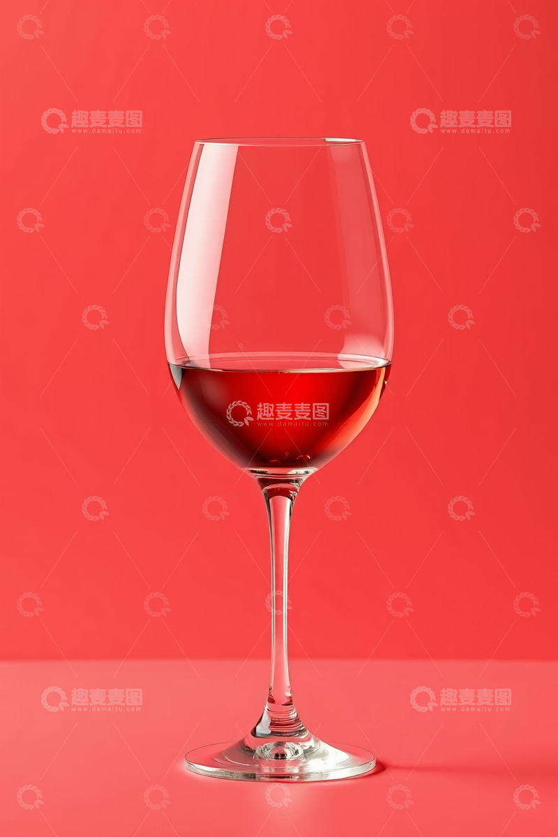 高清大图下载【趣麦麦图】红色背景中的红酒杯