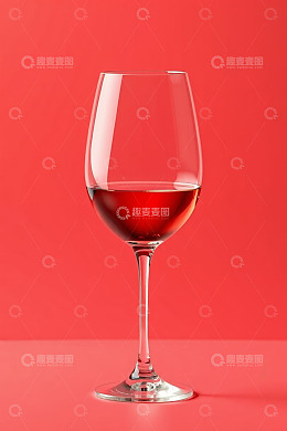 红色背景中的红酒杯