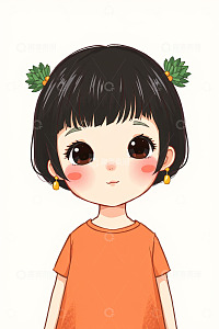 卡通小女孩正面形象
