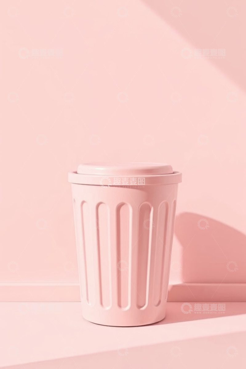 高清大图下载【趣麦麦图】粉色垃圾桶静物特写