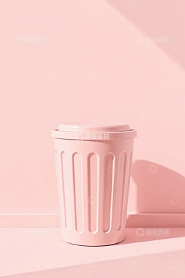 粉色垃圾桶静物特写