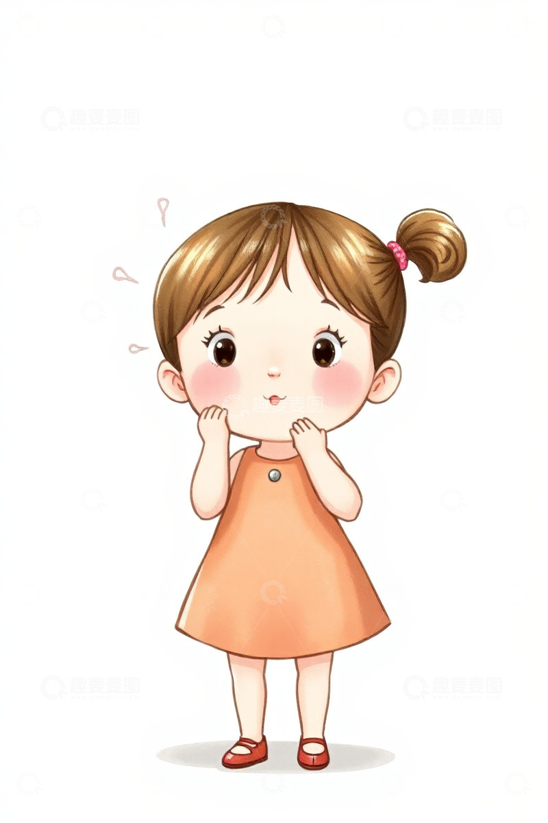 高清大图下载【趣麦麦图】可爱小女孩双手托腮形象