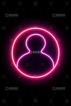 黑色背景上的粉色霓虹人物图标