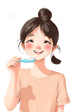 手持牙刷微笑的女孩
