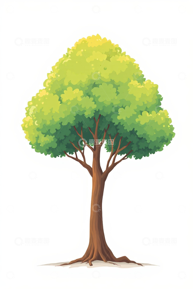 高清大图下载【趣麦麦图】手绘绿色动画树木素材