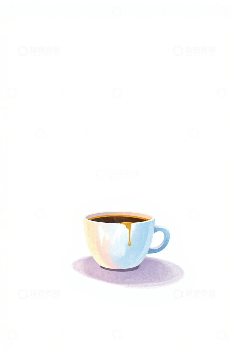 高清大图下载【趣麦麦图】水彩风格咖啡杯插画