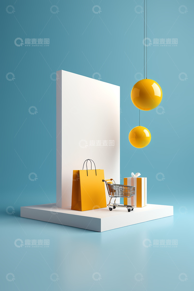 高清大图下载【趣麦麦图】购物元素3D展示场景