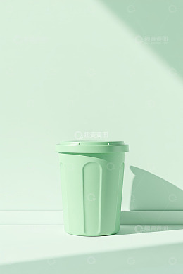 浅绿色垃圾桶静物展示