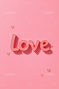 粉色背景LOVE字母与爱心