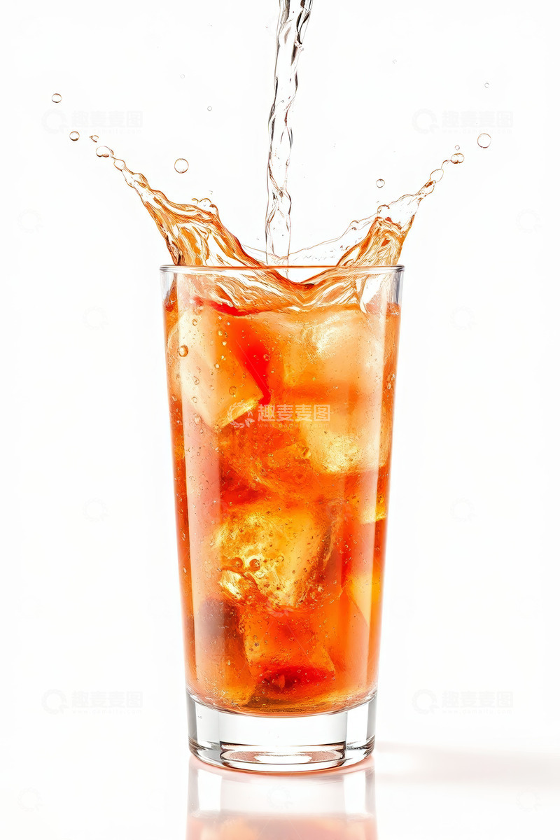 高清大图下载【趣麦麦图】液体倒入冰饮玻璃杯画面